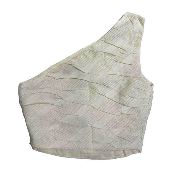 ZARA‎ Asymmetric One Shoulder Draped Cropped Top Cream Side Zip Size XS NEW - Picture 6 of 6